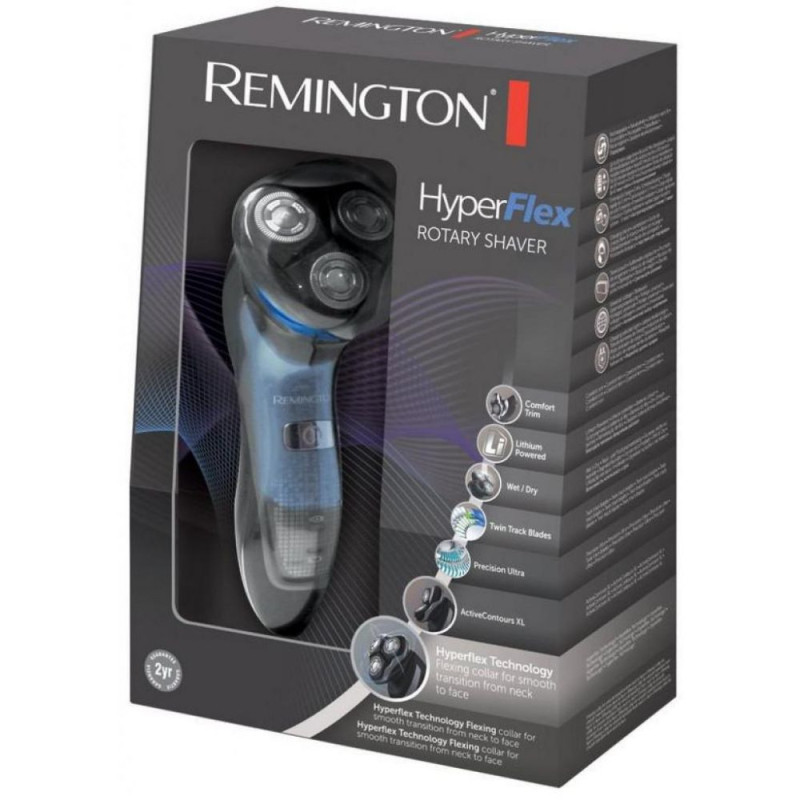 Remington eectric shaver rotary Hyperflex Aqua, razor head-3, Li-Ion, dry+wet, trimmer, black-blue (XR1430)