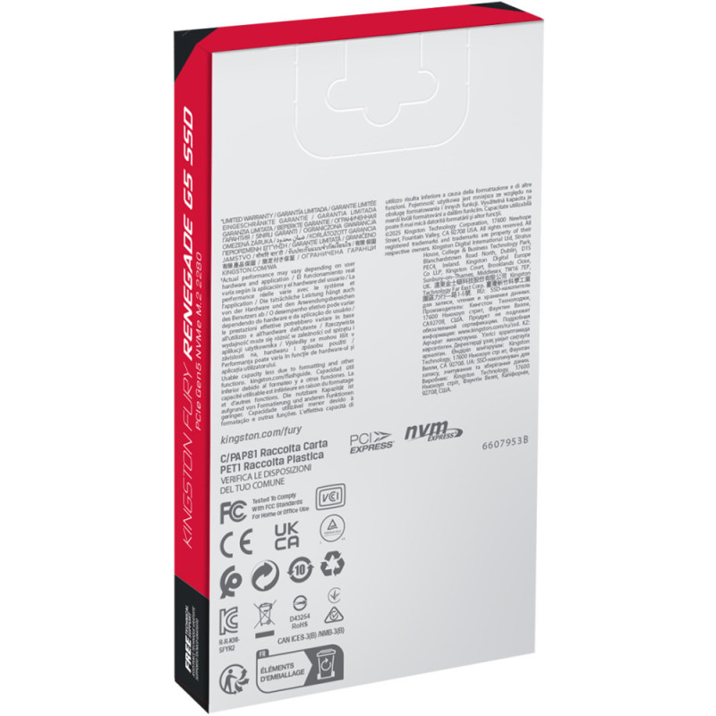 Kingston Накопичувач SSD Kingston M.2 8TB PCIe 5.0 FURY Renegade (SFYR2D/8T1) Kingston Накопичувач SSD Kingston M.2 8TB PCIe 5.0 FURY Renegade (SFYR2D/8T1)