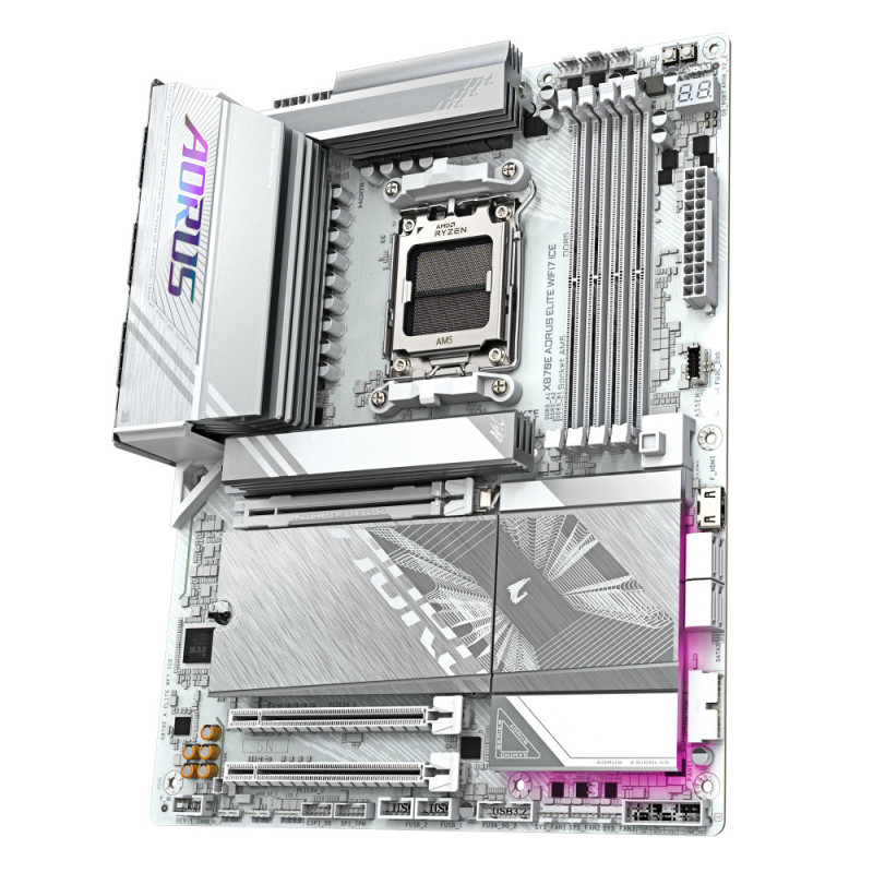 Gigabyte Материнська плата X870E A ELITE WF7 ICE sAM5 X870 4xDDR5 M.2 Wi-Fi BT HDMI DP ATX (X870E_A_ELITE_WF7_ICE)