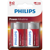 Philips Батарейка Power Alkaline щелочная DLR20) блистер, 2 шт (LR20P2B/10)