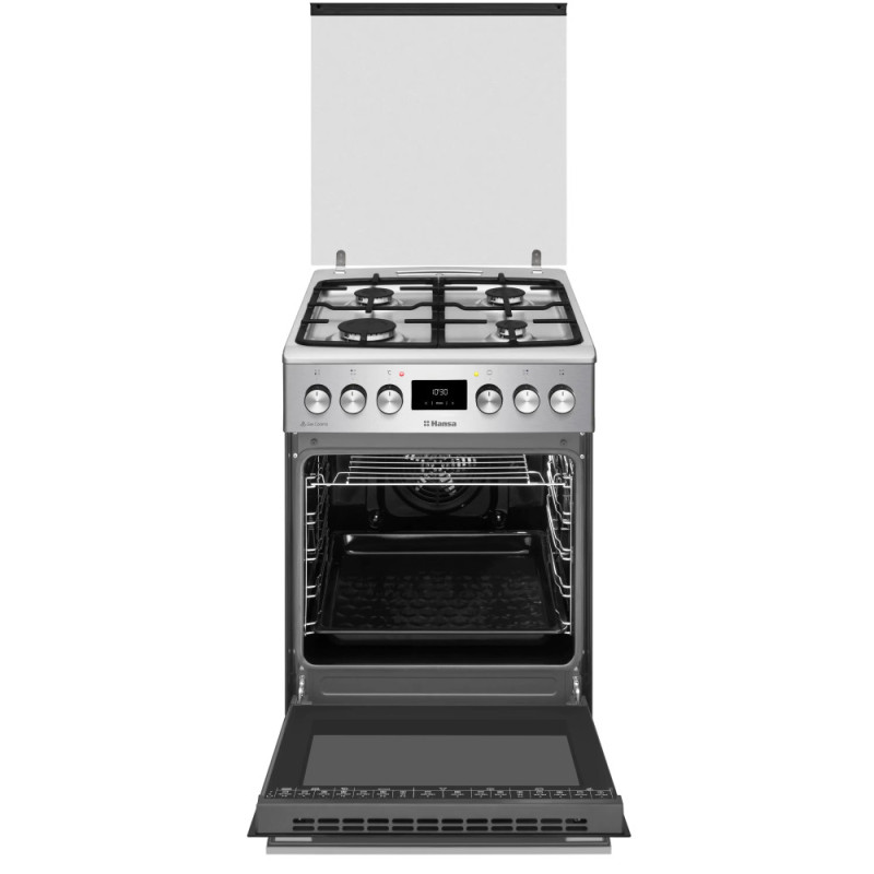 Hansa Плита комбінована, 65л, 50x60см, дисплей, конвекція, чавун, нерж (FCMX58329)