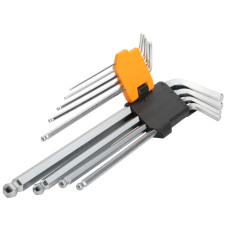 Tolsen hex keys, set of 9 pieces, ball tip, CrV, 1.5-10mm (20054)