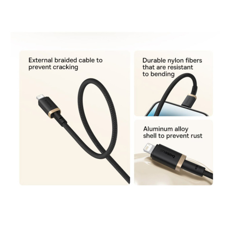 Дата кабель USB 2.0 AM to Lightning 1.0m 2.4A red+black Baseus (P10377801U01-01)