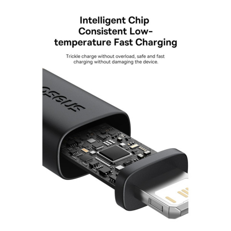 Дата кабель USB 2.0 AM to Lightning 1.0m 2.4A red+black Baseus (P10377801U01-01)