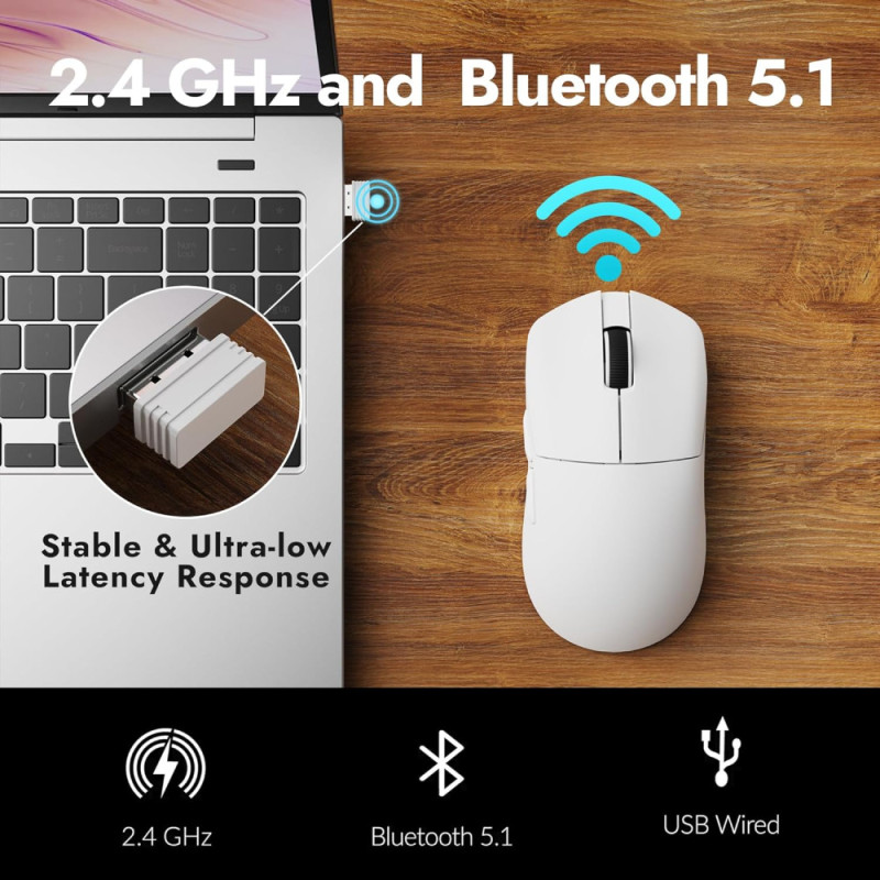 Lemokey Mouse G1 USB-A/USB-C/WL/BT, 8K, white (G1-A2)