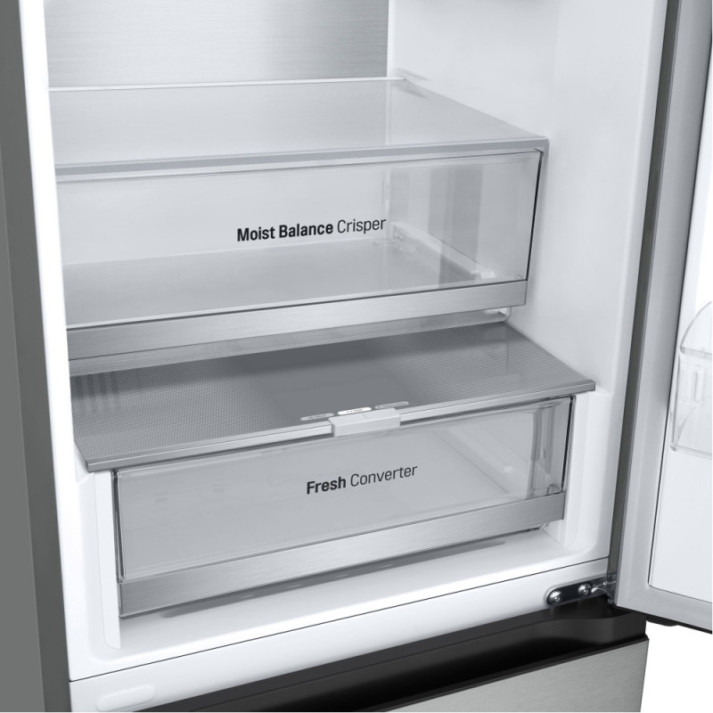 LG Refrigerator with bottom freezer, ref-277l, freez.-107l, 2doors, A++, inv., fresh zone, silver (GW-B509FA7W)
