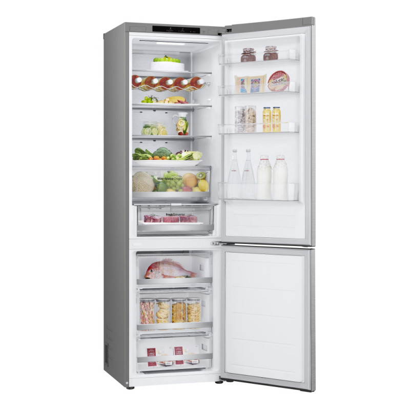 LG Refrigerator with bottom freezer, ref-277l, freez.-107l, 2doors, A++, inv., fresh zone, silver (GW-B509FA7W)