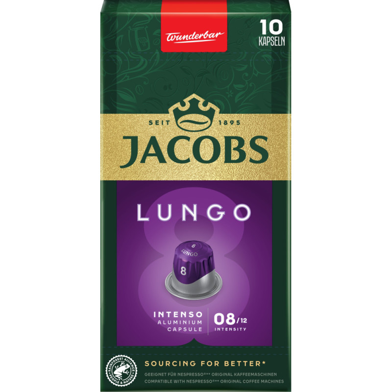 L`OR Кава Jacobs  капсули Lungo Intenso, купаж арабіка/робуста, 10шт, Nespresso (8711000371244)