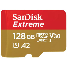 SanDisk Карта памяти 128GB microSDXC C10 UHS-I U3 R190/W90MB/s Extreme V30 (SDSQXAA-128G-GN6MN)