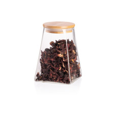 ARDESTO Jar Midori, 910ml, glass, bamboo, cone, transparent (AR1391BLC)