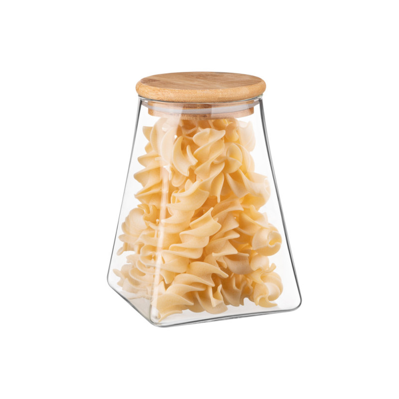 ARDESTO Jar Midori, 910ml, glass, bamboo, cone, transparent (AR1391BLC)