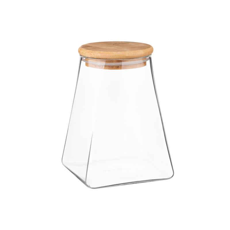 ARDESTO Jar Midori, 910ml, glass, bamboo, cone, transparent (AR1391BLC)