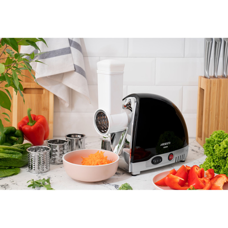 ARDESTO Meat grinder, 1800W, prod.-2kg/min, 3 cutting plates+for sausag.plates, 4 vegetable slicer, plastik, black-silver (MGL-2250R)