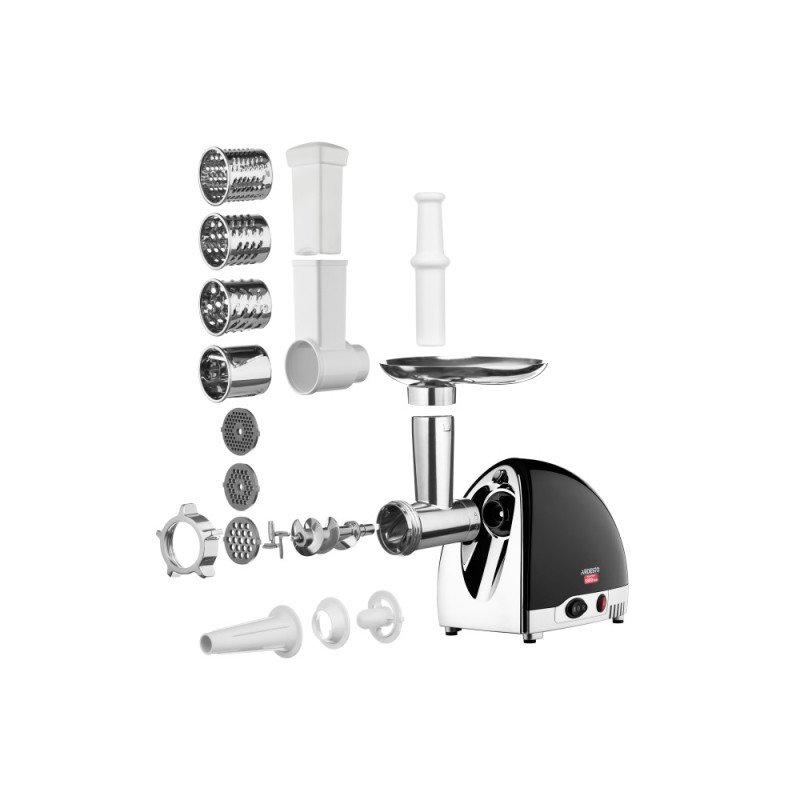 ARDESTO Meat grinder, 1800W, prod.-2kg/min, 3 cutting plates+for sausag.plates, 4 vegetable slicer, plastik, black-silver (MGL-2250R)