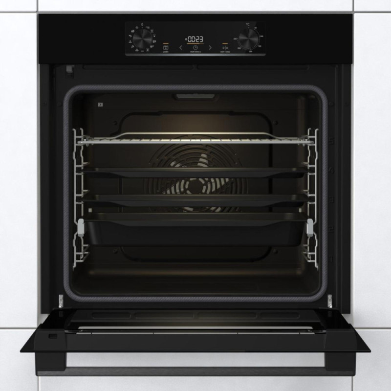 Gorenje Духова шафа електрична, 77л, A+, пара, дисплей, піроліз, чорний (BPS6737E07B)