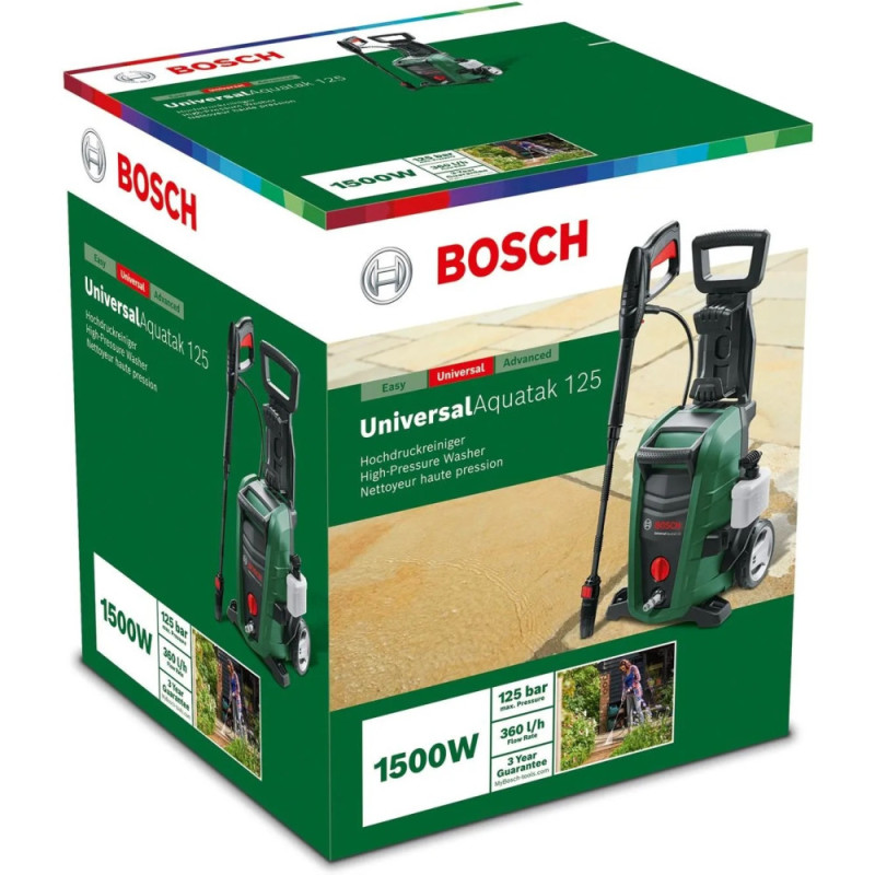 Bosch UniversalAquatak 125 High Pressure Washer, 1500 W, 125 bar, 360 l/h, 5m hose, 7.7 kg (0.600.8A7.A00)