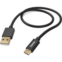 HAMA сable charge/data USB-A > USB-C, 1,5м ,braided, black (00201545)