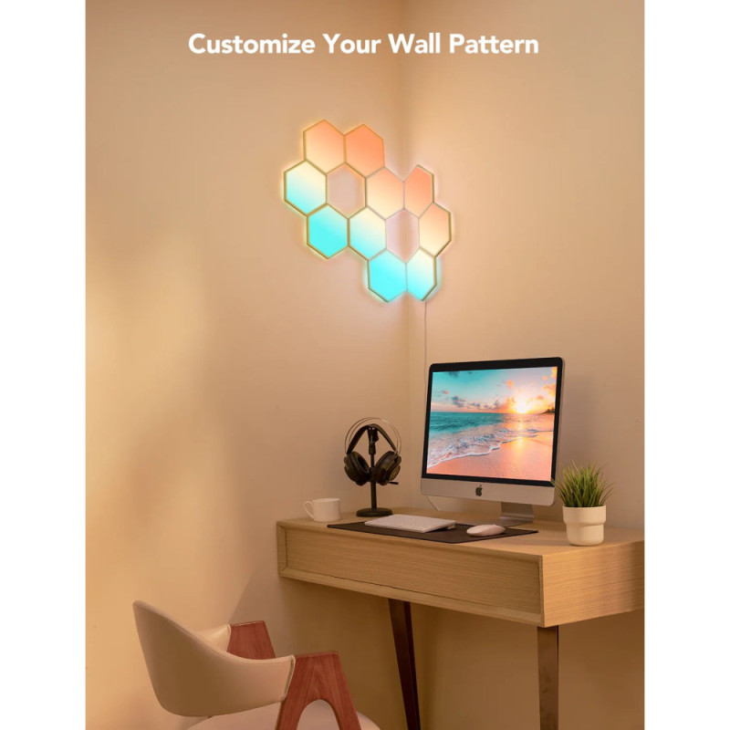 Govee Набор настенных светильников H6061 Glide Hexa Light Panels 10шт RGB Белый (B6061301)