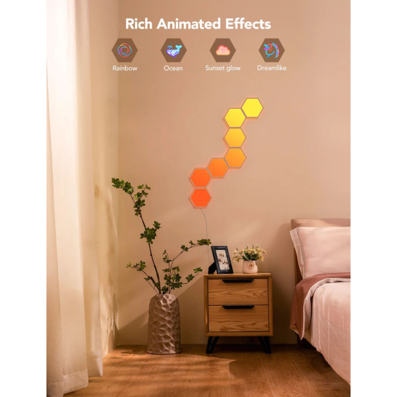 Govee Набор настенных светильников H6061 Glide Hexa Light Panels 10шт RGB Белый (B6061301)