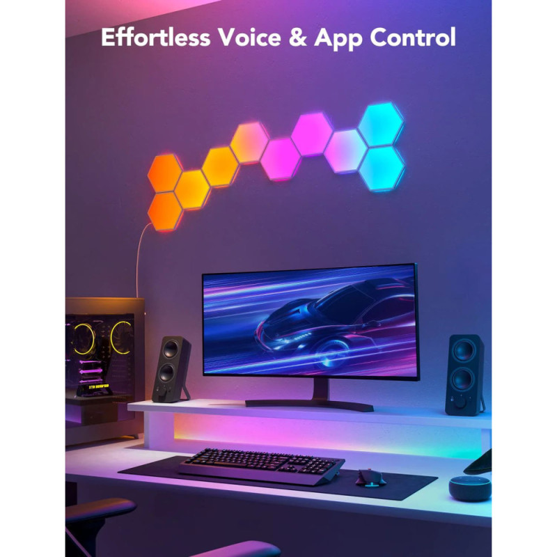 Govee Набор настенных светильников H6061 Glide Hexa Light Panels 10шт RGB Белый (B6061301)