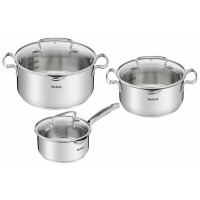 Tefal DUETTO+ Cookware Set, 6 Items, Stainless Steel, Glass (G719S655)