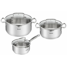 Tefal DUETTO+ Cookware Set, 6 Items, Stainless Steel, Glass (G719S655)