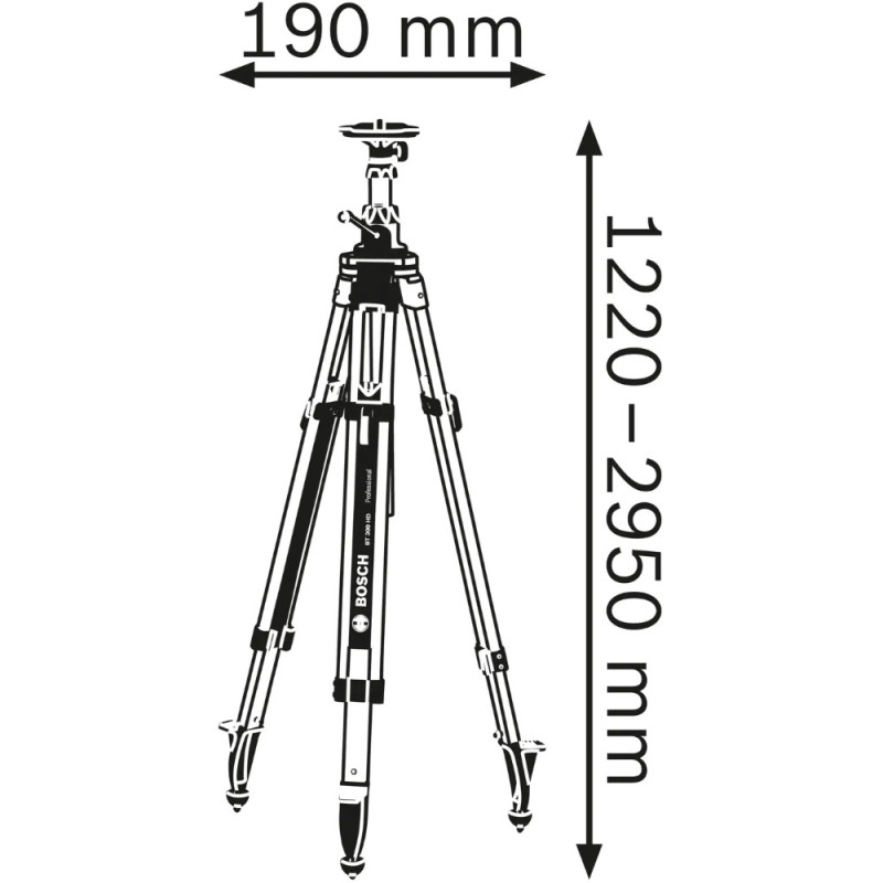 Bosch BT300HD tripod for optical levels, 5/8 , 122-295 cm, 7.2 kg (0.601.091.A00)