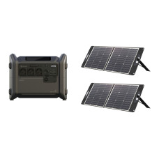 Segway Комплект Портативна електростанція CUBE 1000, 2584 Вт заг (R-Drive 4400 Вт), 1024 Вт/год, IPX3, BT, розширення ємності, швидка зарядка + портативна сонячна панель 2x100 Вт (AA.13.04.02.0004-ST2X100)