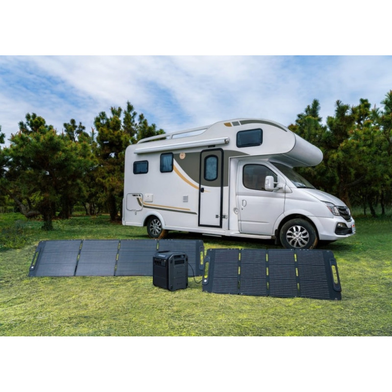 Segway Комплект Портативна електростанція CUBE 1000, 2584 Вт заг (R-Drive 4400 Вт), 1024 Вт/год, IPX3, BT, розширення ємності, швидка зарядка + портативна сонячна панель 2x100 Вт (AA.13.04.02.0004-ST2X100)