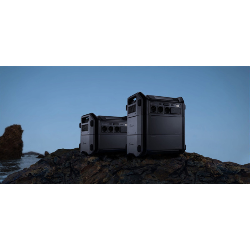 Segway Комплект Портативна електростанція CUBE 1000, 2584 Вт заг (R-Drive 4400 Вт), 1024 Вт/год, IPX3, BT, розширення ємності, швидка зарядка + портативна сонячна панель 2x100 Вт (AA.13.04.02.0004-ST2X100)