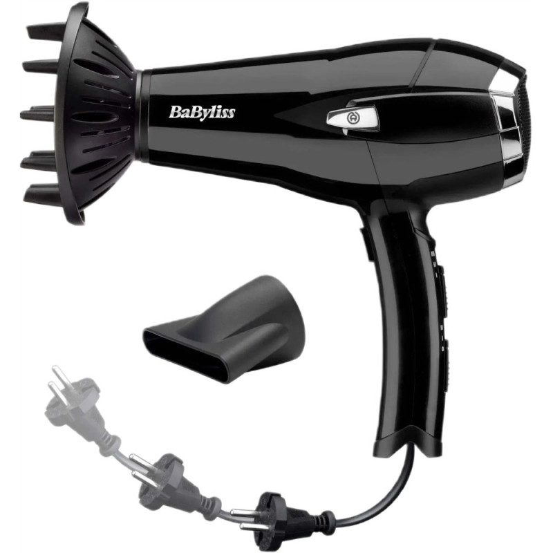 BaByliss Hair dryer, 2000W, 3 modes, ionization, cold blowing, black (D374DE)