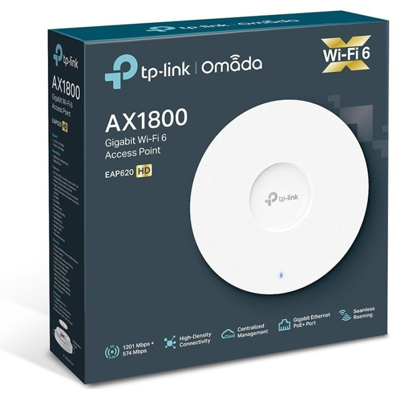 TP-Link Точка доступу EAP620 HD AX1800 1xGE LAN PoE MU-MIMO стельова (EAP620-HD)