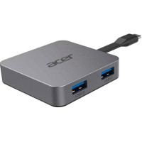 Acer Хаб USB-С > 2xUSB-A3.2/USB-C/ HDMI, 0.15м, серый (HP.DSCAB.014)