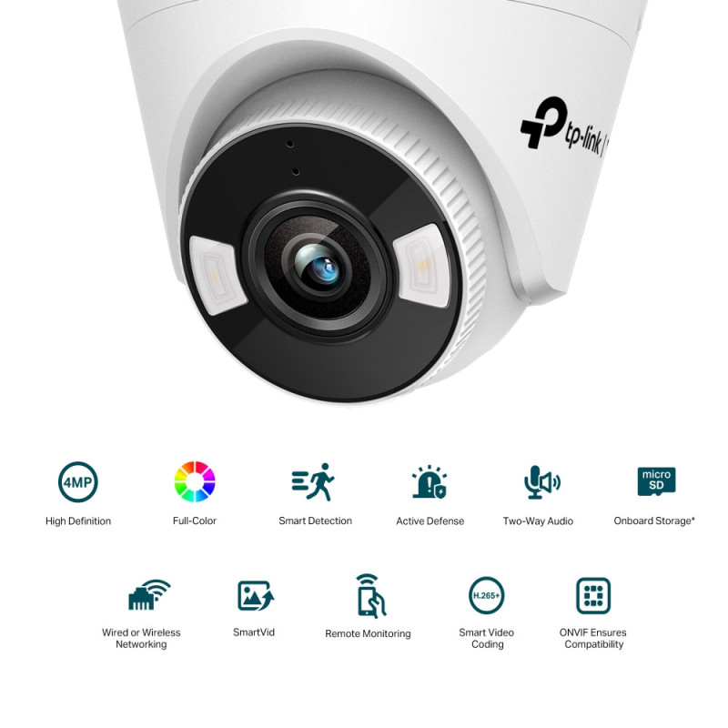 TP-Link IP Camera VIGI C440-4, PoE, 4MP, 4 mm, H265+, IP66, Turret, color night vision, indoor (VIGI-C440-4)