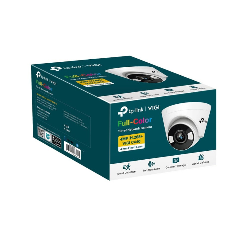TP-Link IP Camera VIGI C440-4, PoE, 4MP, 4 mm, H265+, IP66, Turret, color night vision, indoor (VIGI-C440-4)