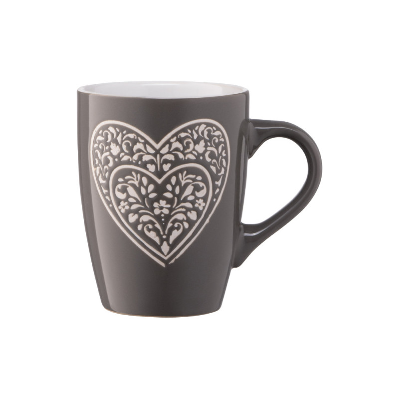 ARDESTO Mug Heart, 330 ml, dark grey, ceramics (AR3467DGR)