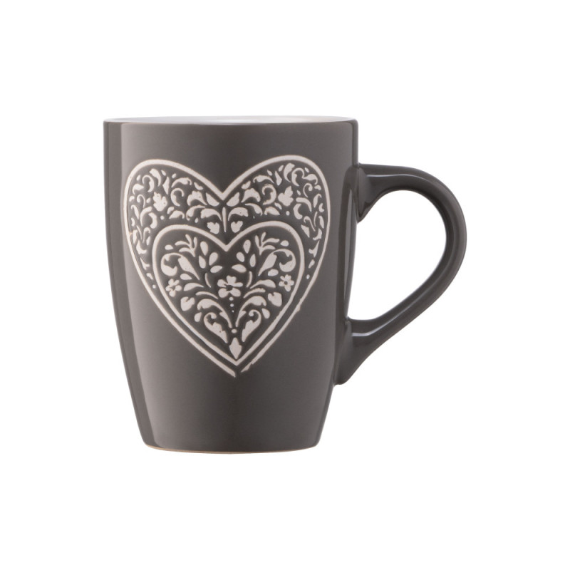 ARDESTO Mug Heart, 330 ml, dark grey, ceramics (AR3467DGR)