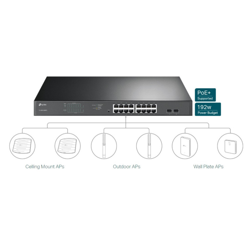 TP-Link Комутатор TL-SG1218MPE 16xGE/PoE+ 192W 2xcomboGE/SFP EasySmart